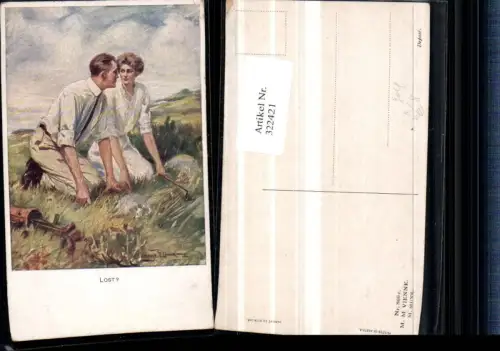 322421,Künstler AK Clarence F. Underwood Liebe Wiese Golf Schläger pub M. Munk Vienne 860c