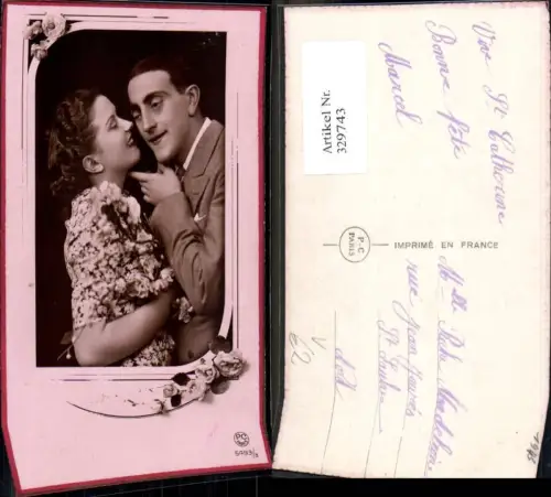 329743,Liebe Paar Verliebter Blick Rosen Blumen pub P.C. Paris 5493euro3