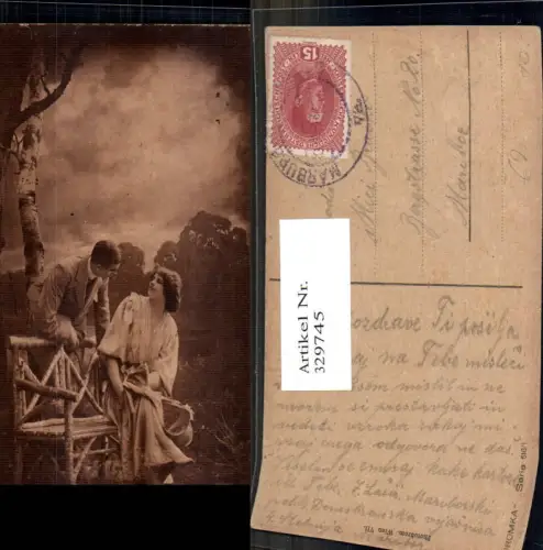 329745,Liebe Paar Verliebter Blick b. Bank Baum Birke