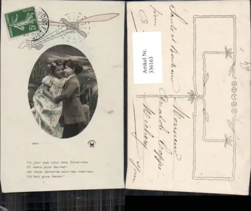 336163,Kind Kinder Mädchen u. Bub Junge halten Händchen Flugzeug Spruch