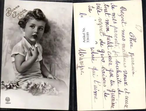 336189,Kind Kinder Lockenkopf m. Rosen Blumen Bonne Annee pub A. Noyer 1284B