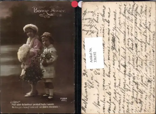 336192,Kind Kinder Mädchen Pelzhaube Pelz Pelzstola Bub Hut Mistel Spruch Bonne Annee