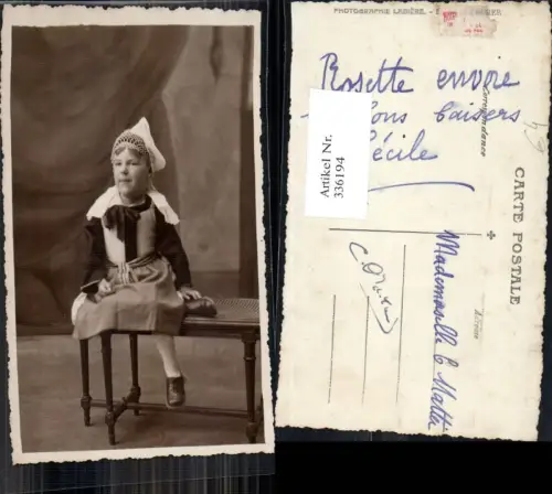 336194,Foto Ak Kind Kinder Mädchen Kleid Kopftuch Portrait