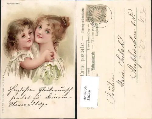 336206,Litho Velours Ak Frau m. Kind Goldverzierung