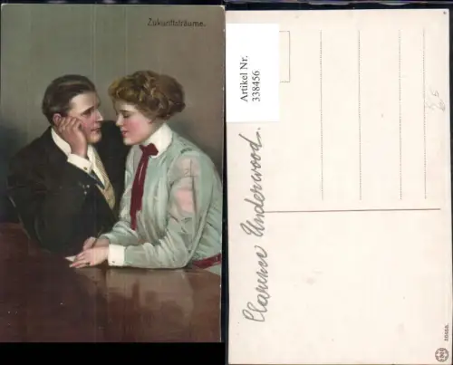 338456,Künstler Ak Clarence F. Underwood Liebe Paar Zukunftsträume Verliebter Blick