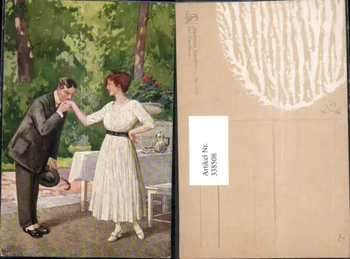 338508,Künstler Ak W. H. Der Handkuss Liebe Paar