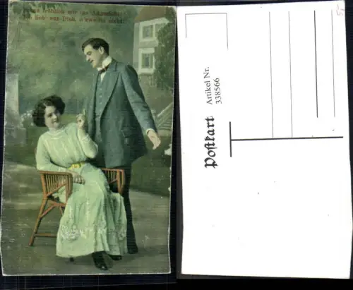 338566,Liebe Paar Verliebter Blick Frau sitzt i. Stuhl Spruch