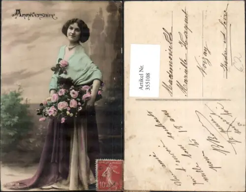 355108,Frau Halskette Blumen Korb Rosen