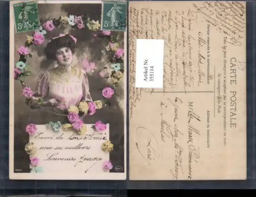 355114,Frau Haarband Ring m. Blumen Rosen Schild