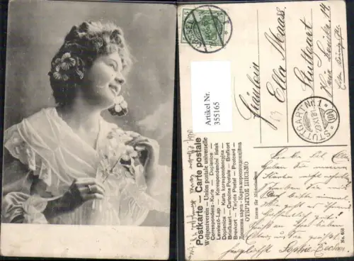 355165,Frau Blumen i. Haar Ring Schmuck