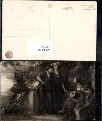 355254,Künstler Ak A. H. Schram Nocturno Frauen Mandoline