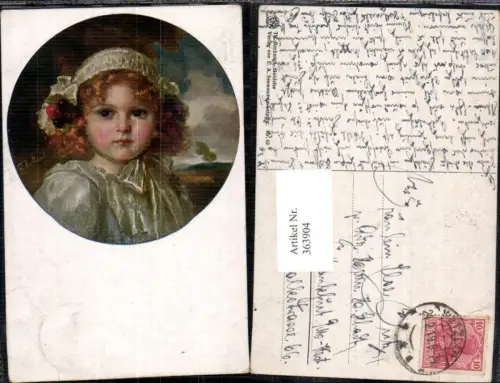 363904,Künstler Ak Th. Recknagl Goldelse Kind Mädchen Haube Kirschen hinterm Ohr Passepartout
