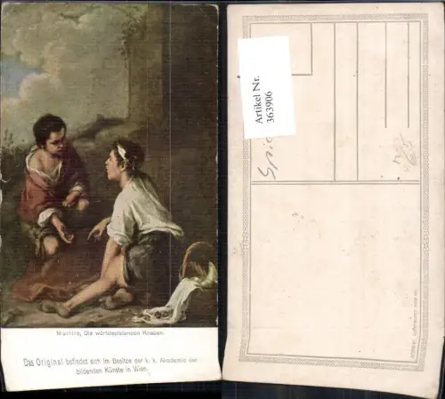 363906,Künstler Ak Murillo Die würfelspielenden Knaben Kinder Spielen