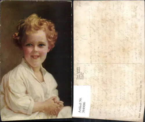 364906,Künstler Ak Paul Heckscher Guten Morgen Kind Bub Junge Lockenkopf Portrait