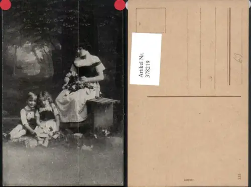378219,Frau Mutter m. Kinder Rosen Blumen