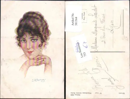 381564,Künstler Ak J. H. Reading Glamour Frau Portrait