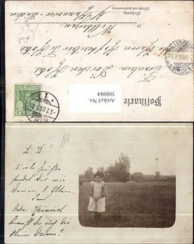 388084,Kind Mädchen Kleid Hut a. Weide Wiese Passepartout Kiel