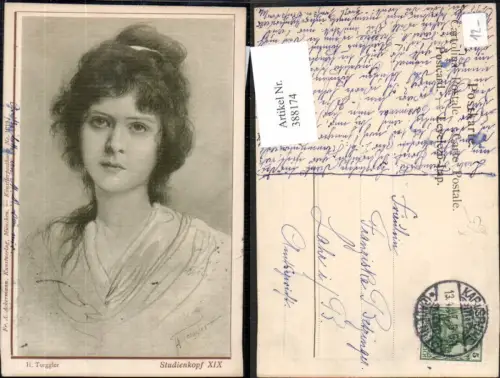388174,Künstler Ak H. Torggler Frau Studienkopf