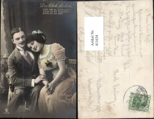 411634,Paar Umarmung a. Bank Das Glück der Liebe Text Bahnpost 2154 Zwickau