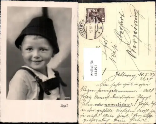 414491,Foto Ak Kind Seppl Bub Junge Hut Lederhose Hosenträger Portrait pub Photochemie 1327euro2