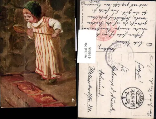 414548,Künstler Ak H. Kaulbach Hausmütterchen Kind Mädchen m. Löffel