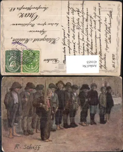 431653,Künstler Ak R. Schiff Soldatenspiel Kinder Uniform Kindersoldaten