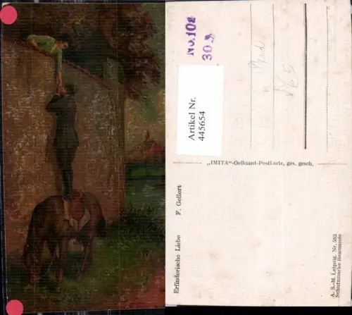 445654,Künstler Ak F. Gellert Erfinderische Liebe Paar Mann Handkuss Pferd pub Imita 582