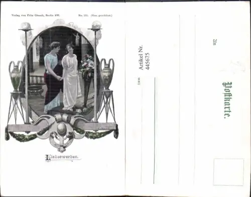 445675,Künstler Ak K. v. Rozynski Liebeswerben Paar Liebe pub Fritz Grandt 131