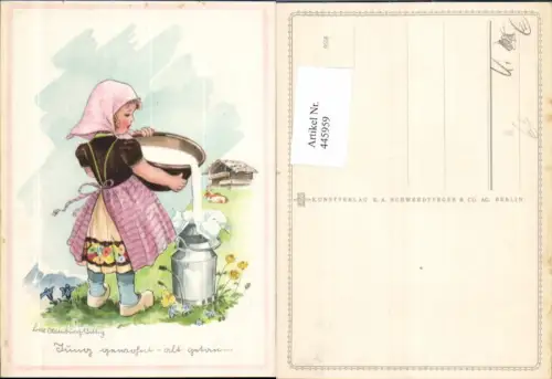 445959,Künstler Ak Lotte Oldenbürg-Wittig Kind Mädchen m. Milchkanne