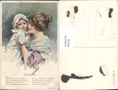 446143,Künstler Ak F. Charles Mutterliebe Frau als Mutter pub B.K.W.I. 572euro4