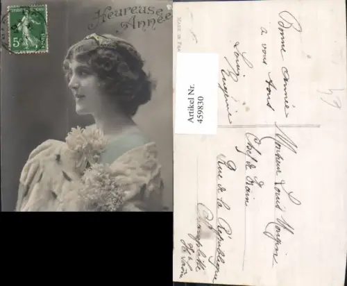 459830,Frau Pelz Pelzstola Haarband Edwardian Girl Fashion Mode Photo Postcard