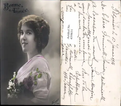 459831,Frau Haarschmuck Edwardian Girl Fashion Mode Photo Postcard