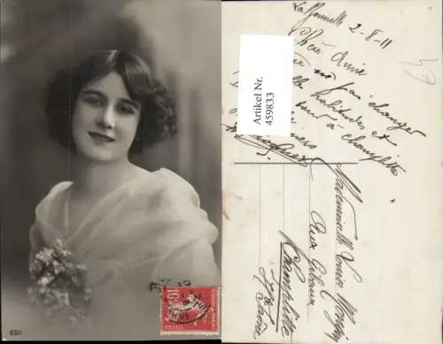 459833,Frau Blumen Portrait Edwardian Girl Fashion Mode Photo Postcard