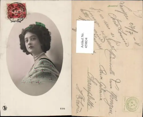 459834,Frau Haarband Portrait Perlenkette Edwardian Girl Fashion Mode Photo Postcard