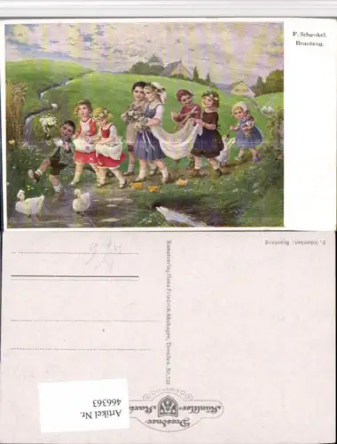 466363,Künstler AK F. Schenkel Brautzug Hochzeit Kinder als Erwachsene