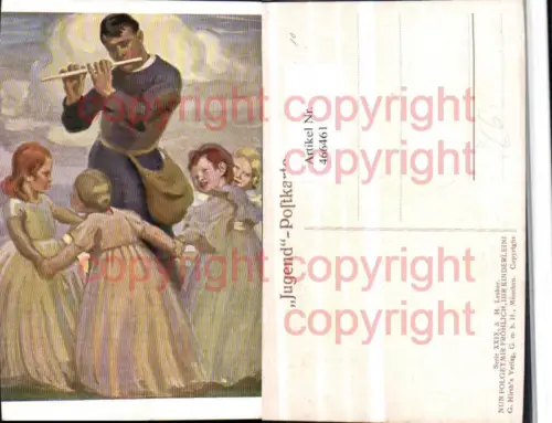 466461,Künstler AK H. Lesker Flötist Kinder Tanz pub Jugend G. Hirth