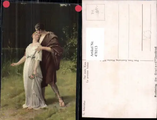 478313,Künstler Ak G. Schrödter Der erste Kuss Paar Liebe