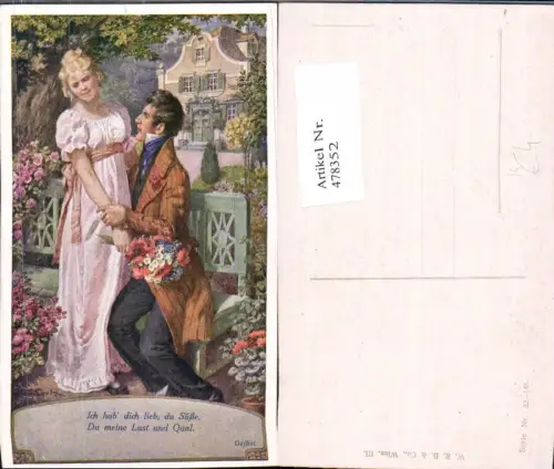 478352,Künstler Ak H. Schubert Paar Händchenhalten Liebe