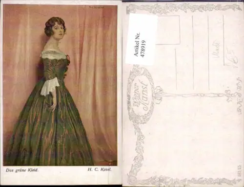 478919,Künstler Ak H. C. Kosel Das grüne Kleid Frau Mode pub B.K.W.I. 181euro15