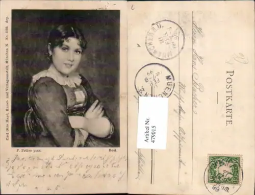 479015,Künstler Ak F. Prölss Resi Frau Portrait