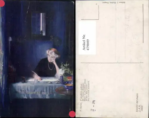 479049,Künstler Ak F. Upton Im blauen Zimmer Frau b. Schreiben