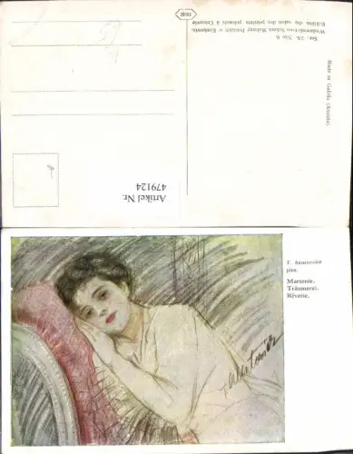 479124,Künstler Ak T. Axentowicz Träumerei Frau liegend