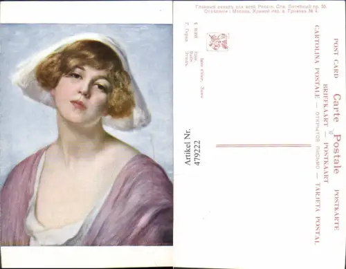 479222,Künstler Ak G. Herve Studie Frau mit Hut Haube Dekollete Erotik