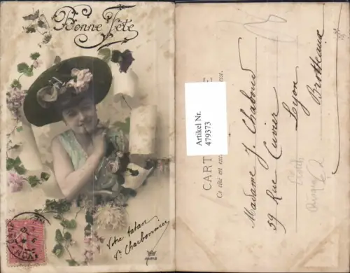 479373,Frau mit Hut Rose Blumen Risque Erotik