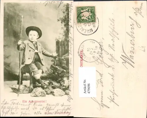 479696,Kind Bub Junge Lederhose Tracht Wanderstock Ein Alpentourist