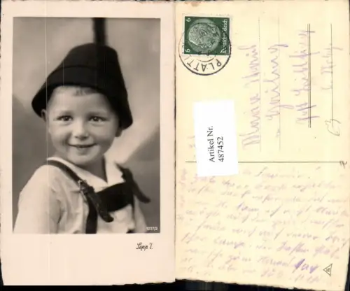 487452,Foto Ak Kind Bub Junge Hut Seppl Lederhose Portrait