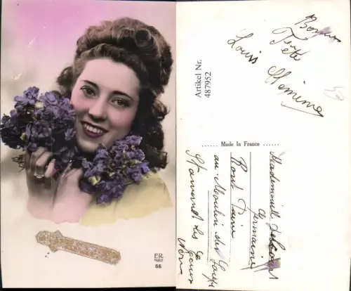 487952,Frau Lockenkopf Portrait Blumen Hortensien St Catherine