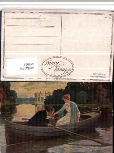 489031,Künstler AK K. v. Rozynski Liebesgeständnis Liebe Paar Ruderboot