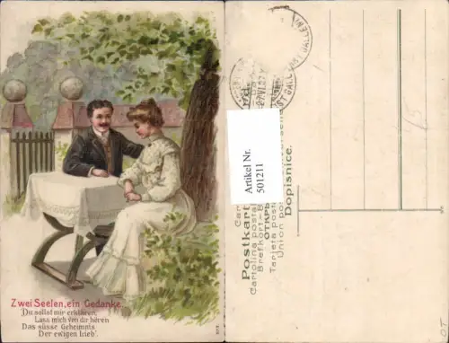 501211,Litho Paar Liebe Zwei Seelen ein Gedanke Text