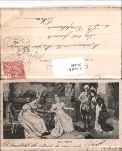 503810,Künstler AK F. Persoglia Une visite Gruppe Frauen Kleider